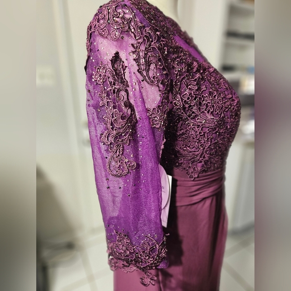 NWT Fashion Purple Formal Lace Beaded Dress Size 14 - Picture 4 of 8
